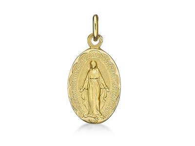 Médaille Vierge miraculeuse massive 15 mm, Or jaune 18k