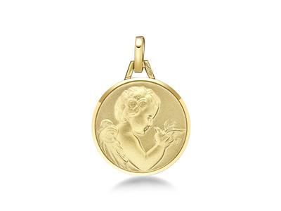 Médaille Ange massive 18 mm, Or jaune 18k
