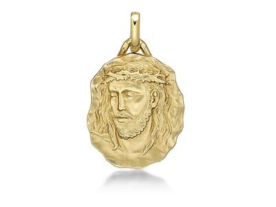Médaille Christ massive 22 mm, Or jaune 18k