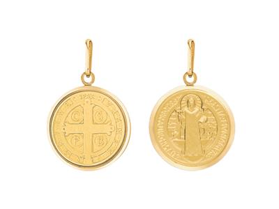 Médaille St Benoît fantaisie 16 mm, Or jaune 18k - Image Standard - 1