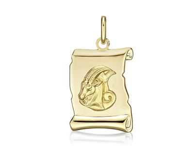 Médaille Zodiaque parchemin, Capricorne 20 mm, Or jaune 18k