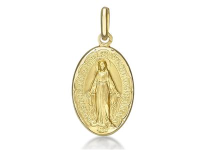 Médaille Vierge miraculeuse 16 mm creux, Or jaune 18k