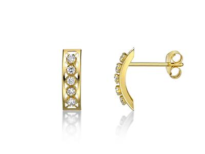 Boucles d'oreilles 1/3 Créoles avec Oxyde de Zirconium, 10 mm, Or jaune 18k - Image Standard - 1