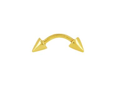 Percing sourcil double Cône, tige  1,2 x 9 mm, Or jaune 18k