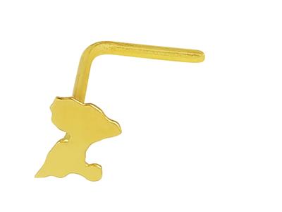 Percing nez carte Guadeloupe 5 mm, tige angle, Or jaune 18k