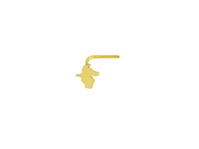 Percing nez carte Martinqiue 5 mm, tige angle, Or jaune 18k