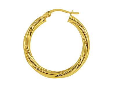 Créoles torchon tube 3 mm, diamètre intérieur 20 mm, Or jaune 18k - Image Standard - 2