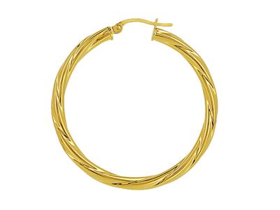 Créoles torchon tube 3 mm, diamètre intérieur 30 mm, Or jaune 18k - Image Standard - 2