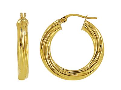 Créoles torchon tube 4 mm, diamètre intérieur 15 mm, Or jaune 18k - Image Standard - 1