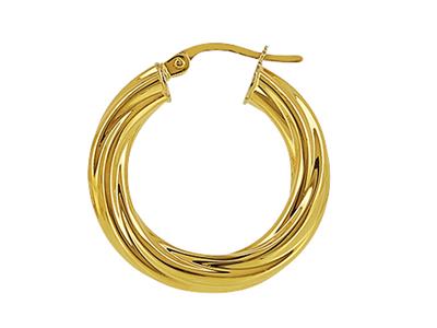 Créoles torchon tube 4 mm, diamètre intérieur 15 mm, Or jaune 18k - Image Standard - 2