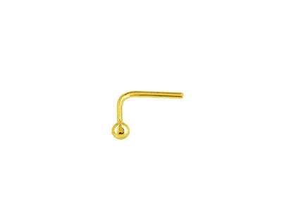 Percing nez Boule 2 mm, tige angle, Or jaune 18k