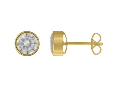 Boucles d'oreilles Oxyde de Zirconium rond serti clos 6 mm, Or jaune 18k - Image Standard - 1