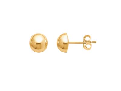 Boucles doreilles demi-boule 6 mm, Or jaune 18k