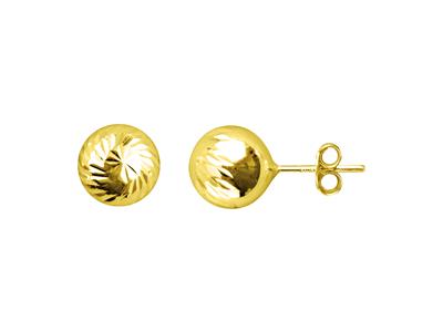 Boucles d'oreilles Boule ciselée 8 mm, Or jaune 18k - Image Standard - 1