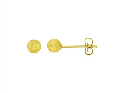 Boucles doreilles boule satinée 4 mm, Or jaune 18k