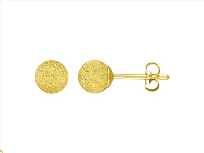 Boucles doreilles boule satinée 6 mm, Or jaune 18k
