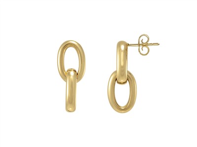 Boucles d'oreilles cercles entrelacés 10 x 22 mm, Or jaune 18k - Image Standard - 1