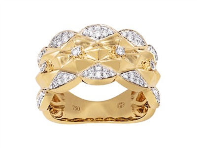 Bague miroir 11 mm, diamants 0,50ct, Or jaune 18k, doigt 54