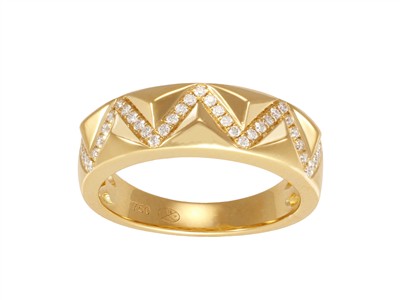 Bague Dunes 6 mm, diamants 0,19ct, Or jaune 18k, doigt 52