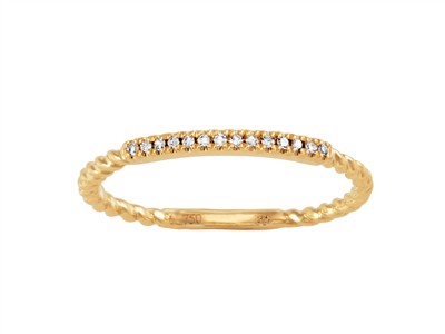 Bague Twist 1,60 mm, diamants 0,04ct, Or jaune 18k, doigt 54