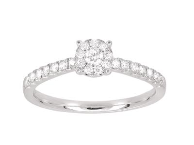 Bagues solitaire et alliance, diamants 0,57ct, Or gris 18k, doigt 54 - Image Standard - 2