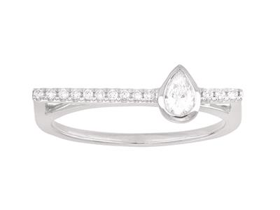 Bague Ligne, diamants ronds et poire 0,21ct, Or gris 18k, doigt 56 - Image Standard - 1