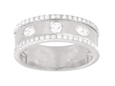 Bague ruban, diamants 0,53ct, Or gris 18k, doigt 56 - Image Standard - 1