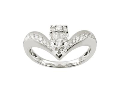 Bague diadème 10 mm, diamants baguettes et ronds 0,40ct, Or gris 18k, doigt 56 - Image Standard - 1