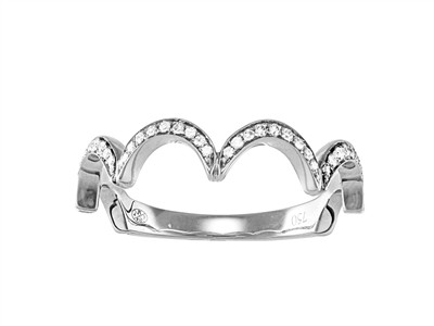 Bague ondes 1,50 mm, diamants 0,12ct, Or gris 18k, doigt 54 - Image Standard - 1
