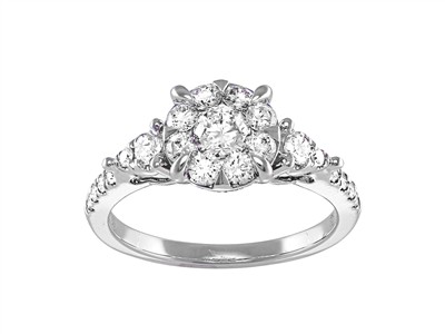 Bague Joyau 9 mm, diamants ronds 1,07ct, Or gris 18k, doigt 54 - Image Standard - 1
