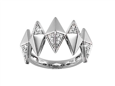 Bague Rock 13 mm, diamants 0,20ct, Or gris 18k, doigt 56 - Image Standard - 1