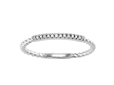 Bague Twist 1,60 mm, diamants 0,04ct, Or gris 18k, doigt 54