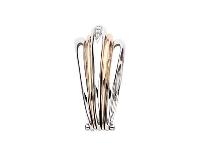 Bague articulée 5 joncs, diamants 0,20ct, Or bicolore 18k, doigt 58 - Image Standard - 2