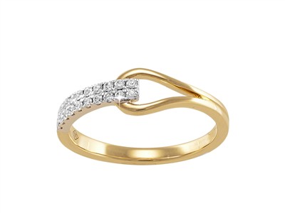 Bague Boucle 6 mm, diamants 2 rangs 0,17ct, Or bicolore 18k, doigt 56 - Image Standard - 1
