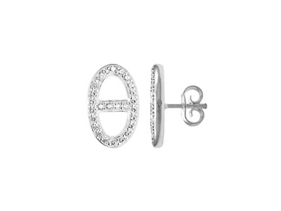 Boucles doreilles maille Marine 10 x 15 mm, Oxydes de Zirconium, Argent 925 passivé