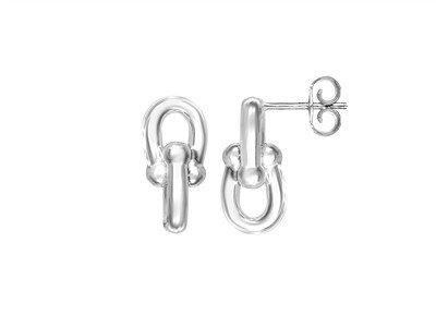Boucles doreilles deux étriers 15 x 7,5 mm, Argent 925 passivé