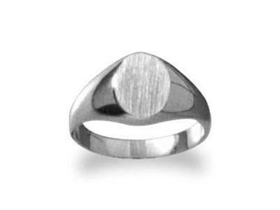Chevalière massive tournée doigt, plateau 9 x 7 mm, Or gris Pd 12. Réf. 28, doigt 43 - Image Standard - 1