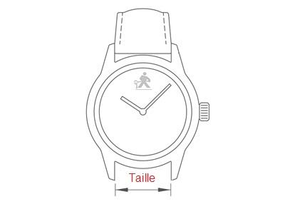 Bracelet montre en cuir de veau bombé Noir, 20 mm - Image Standard - 3