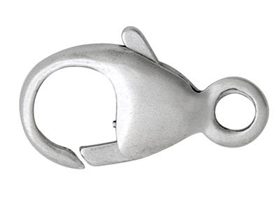Fermoir Menotte bombé estampé avec anneau intégré 11 mm, Or gris 18k rhodié. Réf. 17196