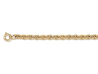 Bracelet maille Forçat ronde 10 mm, alternée lisse filetée, 21,5 cm, Or jaune 18k