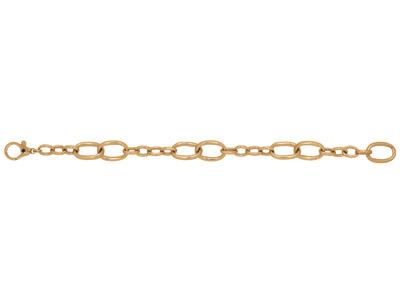 Bracelets Mailles rectangles et ovales alternées 610 mm, 19 cm, Or jaune 18k