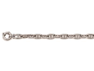 Bracelet Forçat marine 10 mm, 19 cm, Or gris 18k