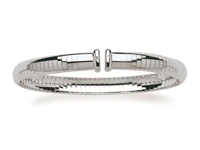 Bracelet Jonc Omega ouvert 6 mm, flexible, diamètre 56 mm, Or gris 18k