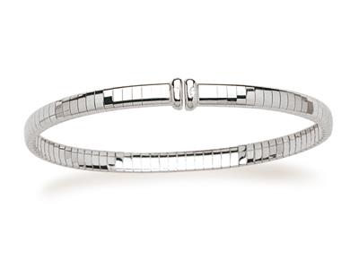Bracelet Jonc Oméga ouvert flexible 4 mm, diamètre intérieur 57 mm, Or gris 18k. Réf. 848