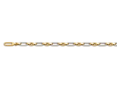 Bracelet mailles Alternées 5 mm, 21 cm, Or bicolore 18k. Réf. 3292
