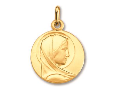 Médaille Vierge au voile, Or jaune 18k