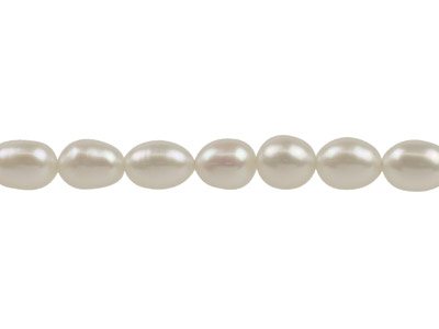 Perle de culture forme riz, 6 x 4 mm, blanc naturel, brin de 40 cm - Image Standard - 2