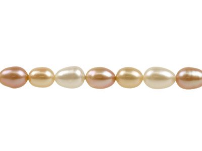 Perle de culture forme riz, 6 x 4 mm, multicouleur, brin de 40 cm - Image Standard - 2