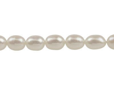 Perle de culture forme riz, 7 x 5 mm, blanc naturel, brin de 40 cm - Image Standard - 2