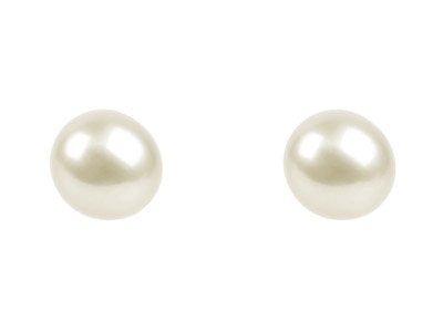 Perle deau douce ronde semi-percée, 5,00 - 5,50 mm, blanc, la paire